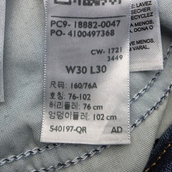 Levis 721 High Rise Skinny Jeans Women's Size 30x30 (Actual 31x30) Dark Wash EUC - Picture 6 of 9